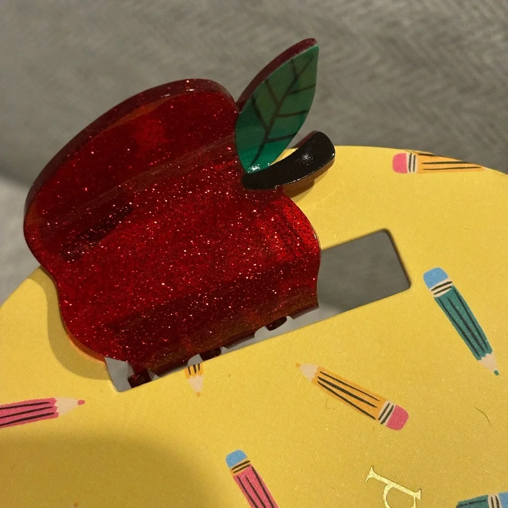 Women's Hair Clips -Back to School 4 Pieces - Apple, Bus, Calculator, Pencil NWT